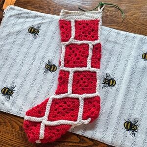 Handcrafted Red and White Holiday Stocking